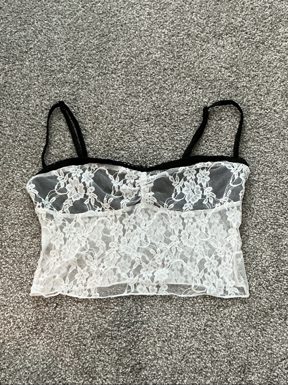 Black & White Lace Cropped Tank Top